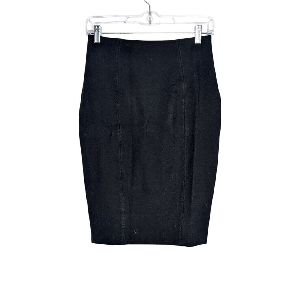 Spanx Black Stretch Slimming Pencil Skirt Double Back Slit Seam Detail Size S